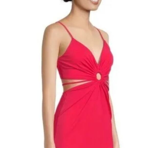Walter Baker Rivka Dress Womens Extra Large XL Red Cut Out Midi Party Night Out - Picture 8 of 9